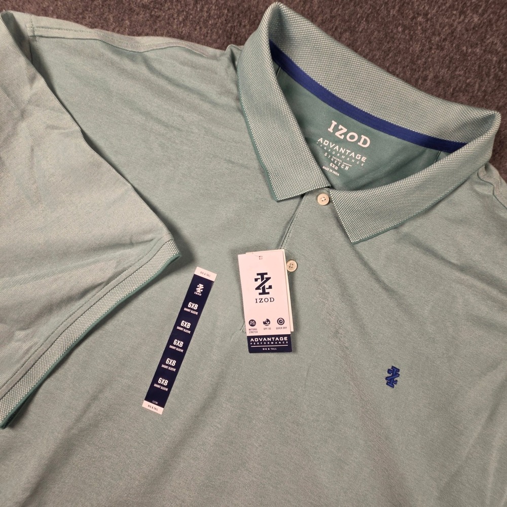 IZOD Polo Mens 6XB Big And Tall Beryl Green Stretch Advantage Performance NEW